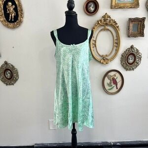 Vintage Morgan Taylor Intimates Green Floral Slip Dress Extra Large Soft Lounge